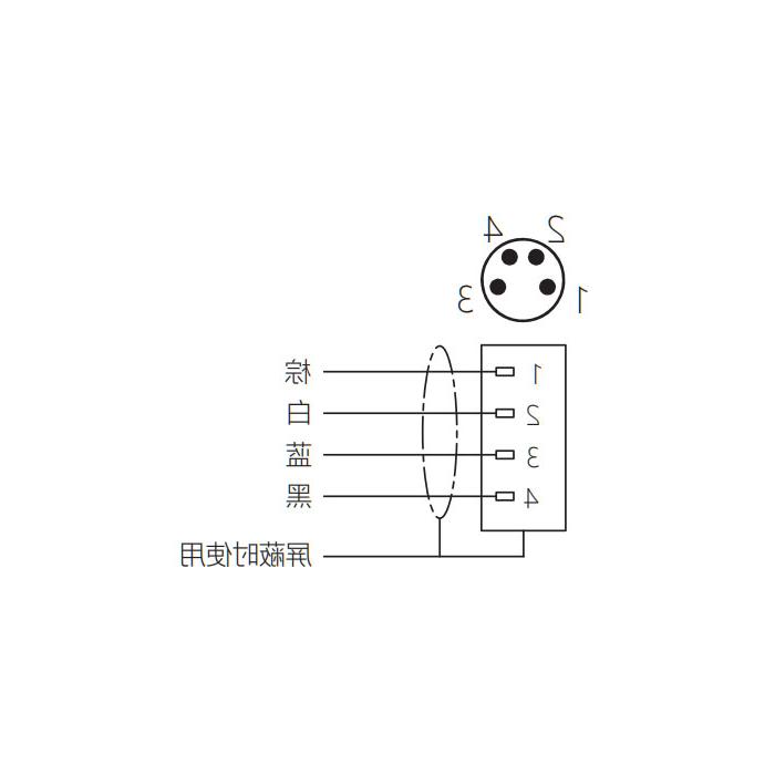 M8 4Pin, straight male head, high temperature resistance 120℃, single-end precast PUR flexible cable, black sheath, 63H061-XXX