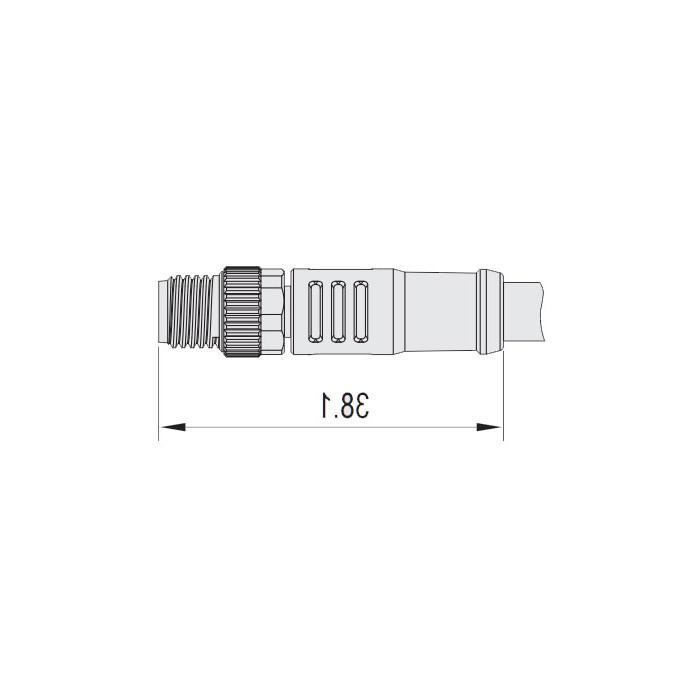 M8 3Pin, straight male head, single-end precast cable, PUR material, orange色护套、63T521-XXX